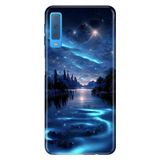 Senada Samsung Galaxy A7 2018 ile Uyumlu Kılıf Resimli Desenli Silikon Gece Yarısı