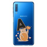 Senada Samsung Galaxy A7 2018 ile Uyumlu Kılıf Resimli Desenli Silikon Kedili A Harfi