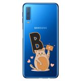 Senada Samsung Galaxy A7 2018 ile Uyumlu Kılıf Resimli Desenli Silikon Kedili B Harfi