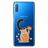 Senada Samsung Galaxy A7 2018 ile Uyumlu Kılıf Resimli Desenli Silikon Kedili C Harfi