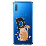 Senada Samsung Galaxy A7 2018 ile Uyumlu Kılıf Resimli Desenli Silikon Kedili D Harfi