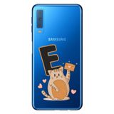 Senada Samsung Galaxy A7 2018 ile Uyumlu Kılıf Resimli Desenli Silikon Kedili E Harfi