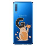 Senada Samsung Galaxy A7 2018 ile Uyumlu Kılıf Resimli Desenli Silikon Kedili G Harfi