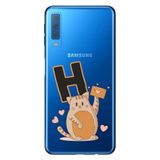 Senada Samsung Galaxy A7 2018 ile Uyumlu Kılıf Resimli Desenli Silikon Kedili H Harfi