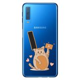 Senada Samsung Galaxy A7 2018 ile Uyumlu Kılıf Resimli Desenli Silikon Kedili İ Harfi