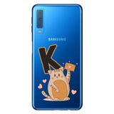 Senada Samsung Galaxy A7 2018 ile Uyumlu Kılıf Resimli Desenli Silikon Kedili K Harfi