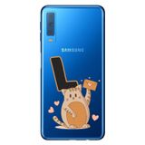 Senada Samsung Galaxy A7 2018 ile Uyumlu Kılıf Resimli Desenli Silikon Kedili L Harfi