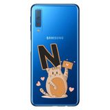 Senada Samsung Galaxy A7 2018 ile Uyumlu Kılıf Resimli Desenli Silikon Kedili N Harfi