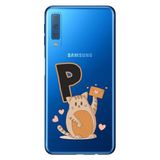 Senada Samsung Galaxy A7 2018 ile Uyumlu Kılıf Resimli Desenli Silikon Kedili P Harfi