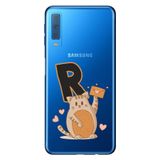 Senada Samsung Galaxy A7 2018 ile Uyumlu Kılıf Resimli Desenli Silikon Kedili R Harfi