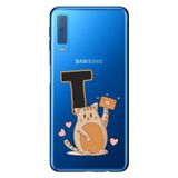 Senada Samsung Galaxy A7 2018 ile Uyumlu Kılıf Resimli Desenli Silikon Kedili T Harfi