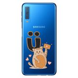Senada Samsung Galaxy A7 2018 ile Uyumlu Kılıf Resimli Desenli Silikon Kedili Ü Harfi