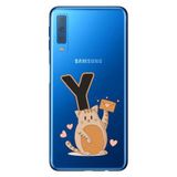 Senada Samsung Galaxy A7 2018 ile Uyumlu Kılıf Resimli Desenli Silikon Kedili Y Harfi