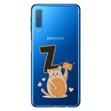 Senada Samsung Galaxy A7 2018 ile Uyumlu Kılıf Resimli Desenli Silikon Kedili Z Harfi