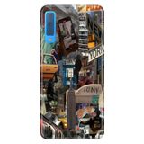 Senada Samsung Galaxy A7 2018 ile Uyumlu Kılıf Resimli Desenli Silikon Newyork Retro