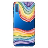Senada Samsung Galaxy A7 2018 ile Uyumlu Kılıf Resimli Desenli Silikon Rainbow Ametist