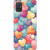 Senada Samsung Galaxy A71 Kılıf Desenli Baskılı Tpu Rubber Kapak Heart Pattern - 001-Renkli