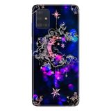 Senada Samsung Galaxy A71 Tam Koruma Desenli Silikon İle Uyumlu Kılıf Ayyıldız Neon Mandala