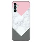 Senada Samsung Galaxy M14 İle Uyumlu Kılıf Silikon Desenli Resimli Uv Kapak Beyaz Gri Mermer