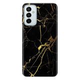 Senada Samsung Galaxy M23 İle Uyumlu Kılıf 0.4Mm Lazer Kesim Silikon Kapak Sarı Siyah Mermer
