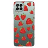 Senada Samsung Galaxy M33 İle Uyumlu Kılıf 0.4Mm Lazer Kesim Silikon - Çilek Motif