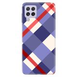 Senada Samsung Galaxy M33 İle Uyumlu Kılıf Baskılı Silikon Mavi Ekose