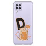 Senada Samsung Galaxy M33 ile Uyumlu Kılıf Resimli Desenli Silikon Kedili D Harfi