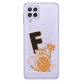 Senada Samsung Galaxy M33 ile Uyumlu Kılıf Resimli Desenli Silikon Kedili F Harfi