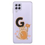Senada Samsung Galaxy M33 ile Uyumlu Kılıf Resimli Desenli Silikon Kedili G Harfi