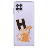 Senada Samsung Galaxy M33 ile Uyumlu Kılıf Resimli Desenli Silikon Kedili H Harfi