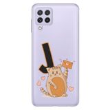 Senada Samsung Galaxy M33 ile Uyumlu Kılıf Resimli Desenli Silikon Kedili J Harfi