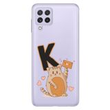 Senada Samsung Galaxy M33 ile Uyumlu Kılıf Resimli Desenli Silikon Kedili K Harfi