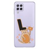 Senada Samsung Galaxy M33 ile Uyumlu Kılıf Resimli Desenli Silikon Kedili L Harfi