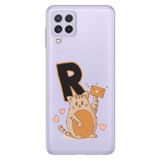 Senada Samsung Galaxy M33 ile Uyumlu Kılıf Resimli Desenli Silikon Kedili R Harfi