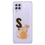 Senada Samsung Galaxy M33 ile Uyumlu Kılıf Resimli Desenli Silikon Kedili S Harfi