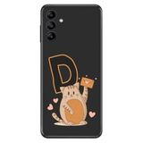 Senada Samsung Galaxy M34 ile Uyumlu Kılıf Resimli Desenli Silikon Kedili D Harfi