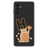 Senada Samsung Galaxy M34 ile Uyumlu Kılıf Resimli Desenli Silikon Kedili H Harfi