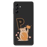 Senada Samsung Galaxy M34 ile Uyumlu Kılıf Resimli Desenli Silikon Kedili P Harfi