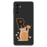Senada Samsung Galaxy M34 ile Uyumlu Kılıf Resimli Desenli Silikon Kedili R Harfi