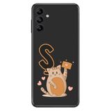 Senada Samsung Galaxy M34 ile Uyumlu Kılıf Resimli Desenli Silikon Kedili Ş Harfi