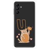 Senada Samsung Galaxy M34 ile Uyumlu Kılıf Resimli Desenli Silikon Kedili U Harfi