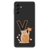 Senada Samsung Galaxy M34 ile Uyumlu Kılıf Resimli Desenli Silikon Kedili V Harfi