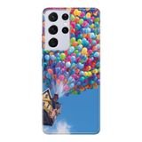 Senada Samsung Galaxy S21 Ultra İle Uyumlu Kılıf Baskılı Kamera Korumalı Silikon Kilif - Balonlu Ev