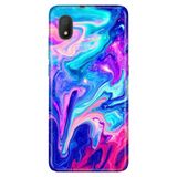 Senada Tcl L7 İle Uyumlu Kılıf 0.4Mm Lazer Kesim Desenli Silikon - Mavi Pembe Ilizyon