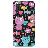 Senada Tcl L7 İle Uyumlu Kılıf 0.4Mm Lazer Kesim Desenli Silikon - Pembe Kedi,Color109
