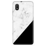 Senada Tcl L7 İle Uyumlu Kılıf 0.4Mm Lazer Kesim Desenli Silikon - Siyah Beyaz Mermer