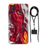 Senada TCL L7 ile Uyumlu Kılıf Red Marbles Desenli Silikon İpli Boyun Askı Aparatı