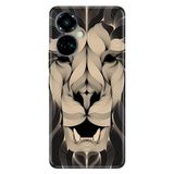 Senada Tecno Camon 19 Pro İle Uyumlu Kılıf Modern Tasarım Silikon Desenli Altın Aslan Mandala