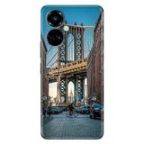 Senada Tecno Camon 19 Pro İle Uyumlu Kılıf Modern Tasarım Silikon Desenli Brooklyn Köprüsü