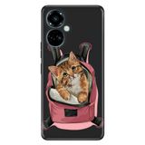 Senada Tecno Camon 19 Pro İle Uyumlu Kılıf Modern Tasarım Silikon Desenli Kedi Tatilde